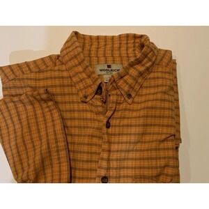 Woolrich Button Down Collar SS Logo Pocket Orange Rust 100% Cotton Men's Shirt L